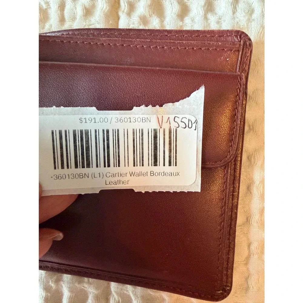 Cartier Must de Cartier Bifold Wallet Bordeaux Leather Gold Corners Men French